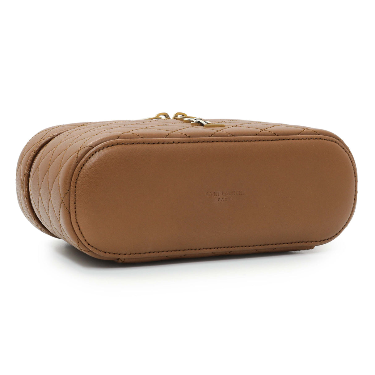 Saint Laurent Brown Lambskin Quilted Mini Gaby Vanity Handbags Saint Laurent