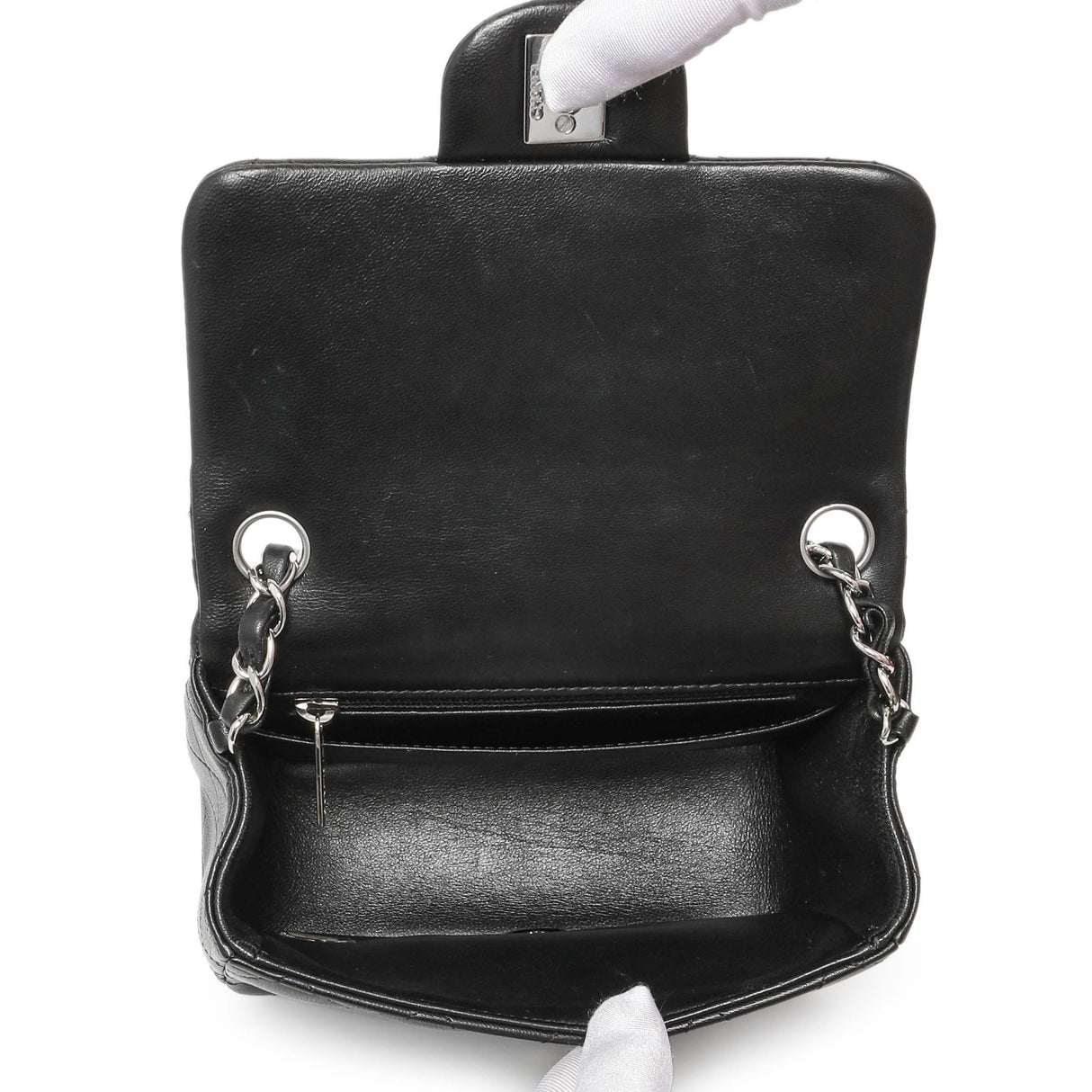 Chanel Black Quilted Lambskin Mini Square Flap Handbags Chanel