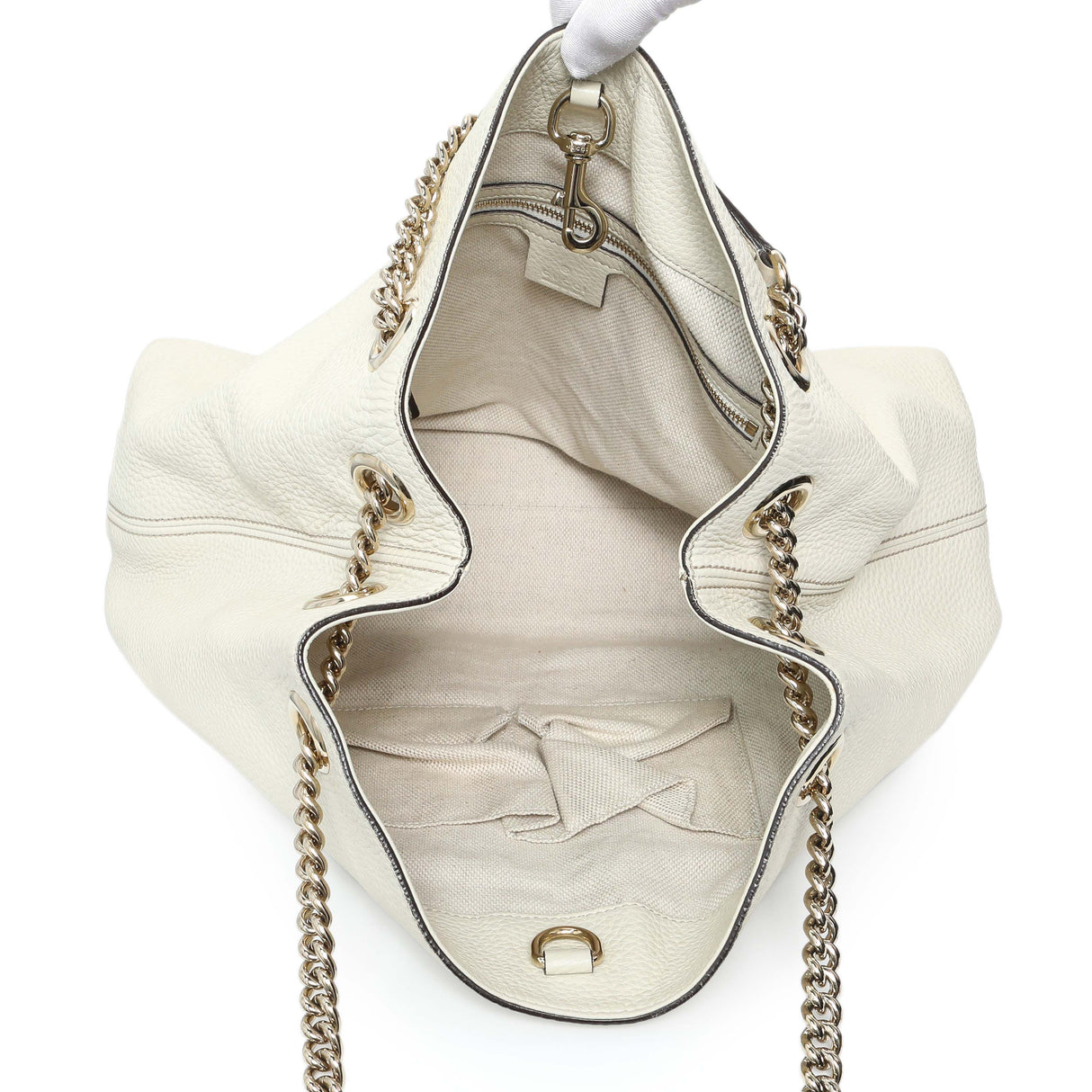 6 items ⬆️Gucci White Pebbled Calfskin Medium Soho Chain Shoulder Bag Handbags Gucci