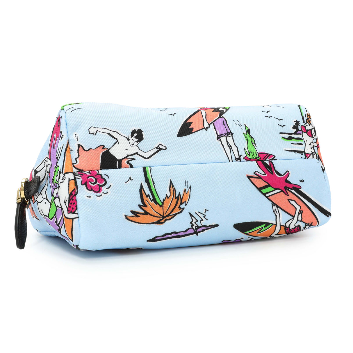 Prada Blue Tessuto Stampato Nylon Saffiano Surf Print Wrist Pouch Accessories Prada