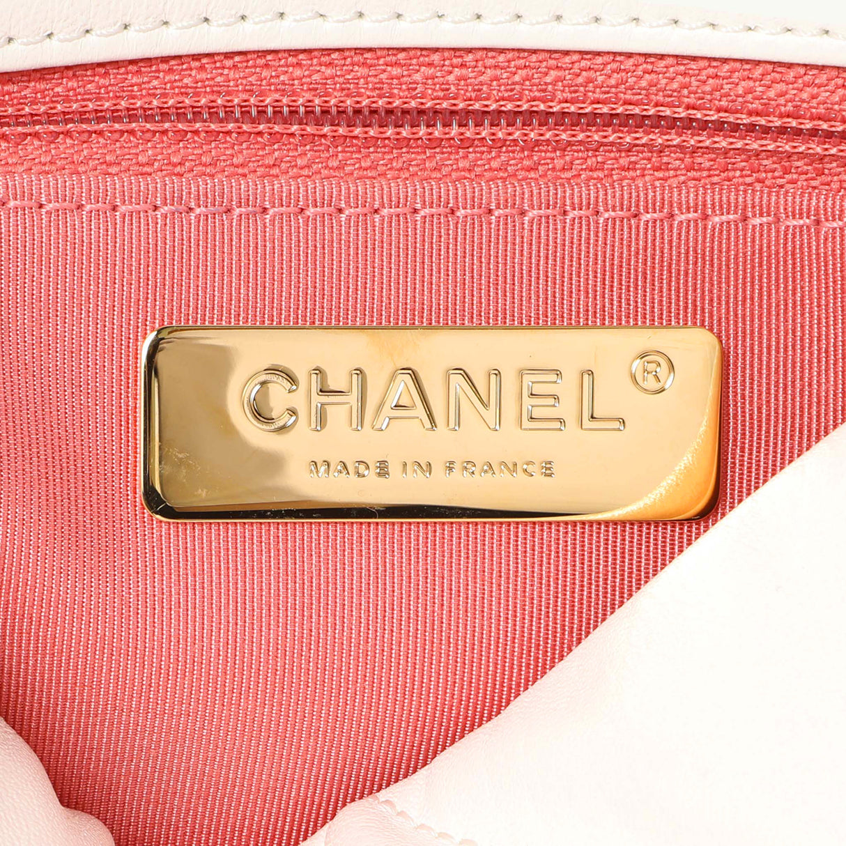 Chanel White Quilted Lambskin Large 19 Flap Handbags Chanel