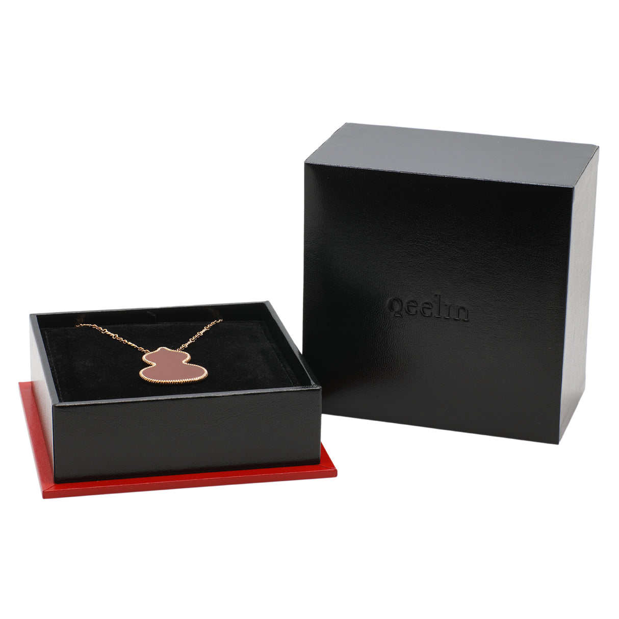 Qeelin 18K Rose Gold Red Agate Wulu Pendant Necklace Designer Jewellery Qeelin