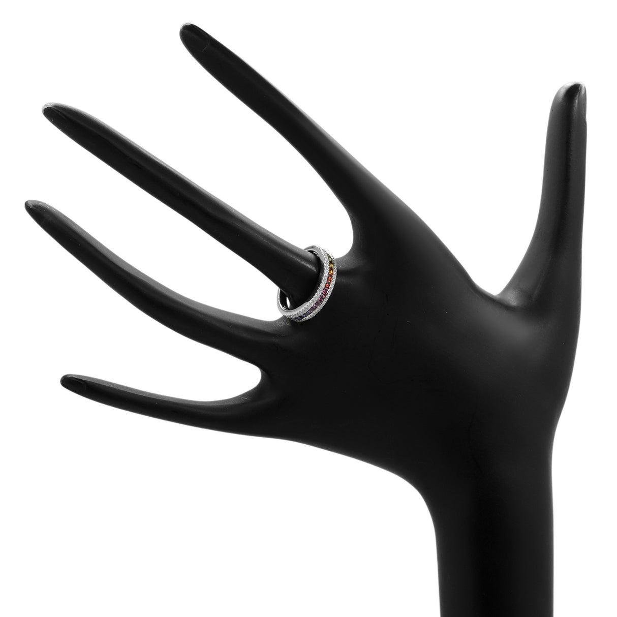 18K White Gold 0.88 Carat Rainbow Sapphire Diamond Ring Fine Jewellery Modaselle