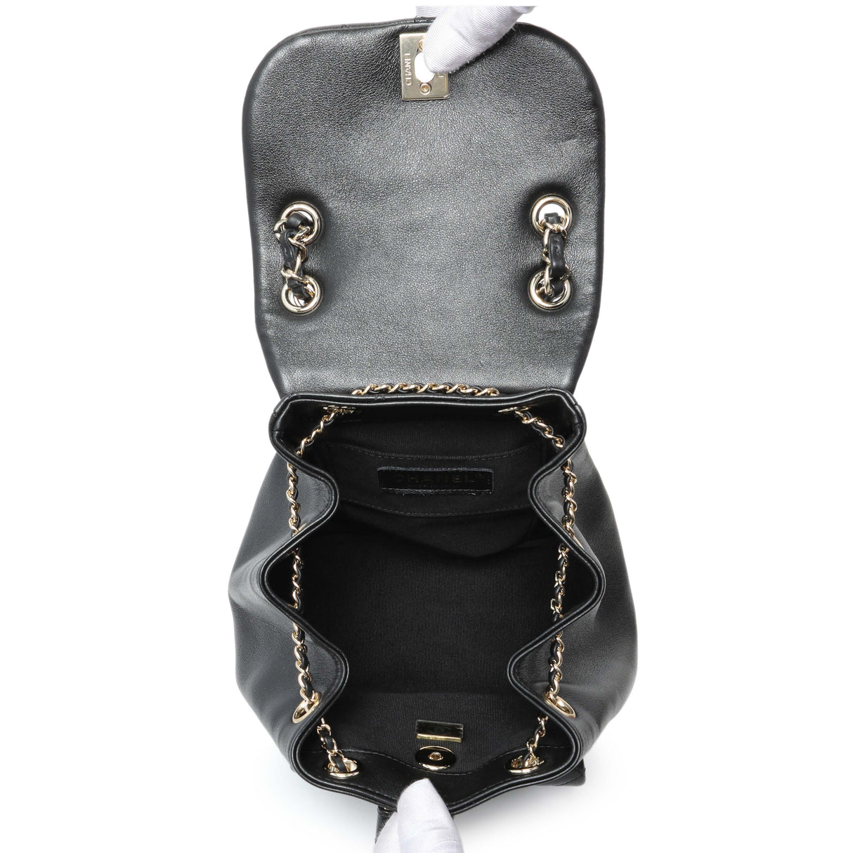 Chanel Black Quilted Lambskin Small Duma Drawstring Backpack Handbags Chanel