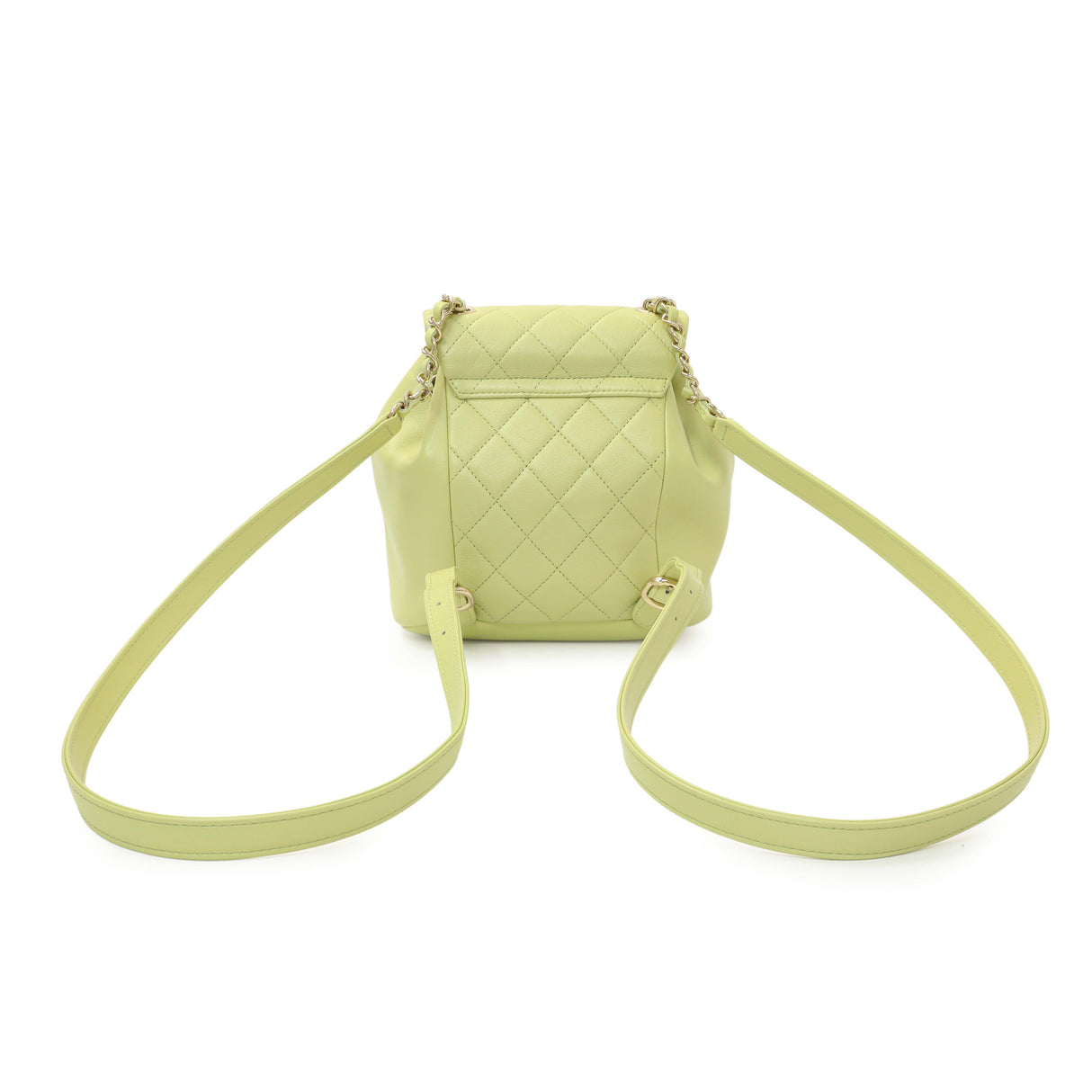 Chanel Green Quilted Lambskin Small Duma Drawstring Backpack Handbags Chanel