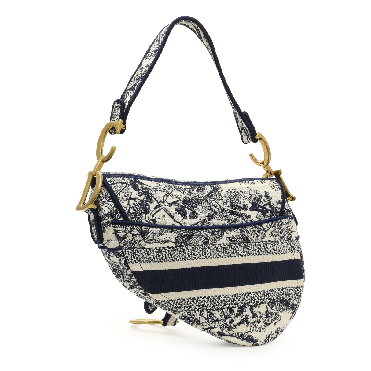 Christian Dior Canvas Embroidered Saddle Bag Handbags Christian Dior