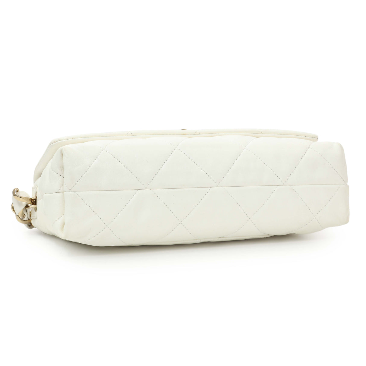 Chanel White Lambskin Woven Logo Chain Flap Handbags Chanel