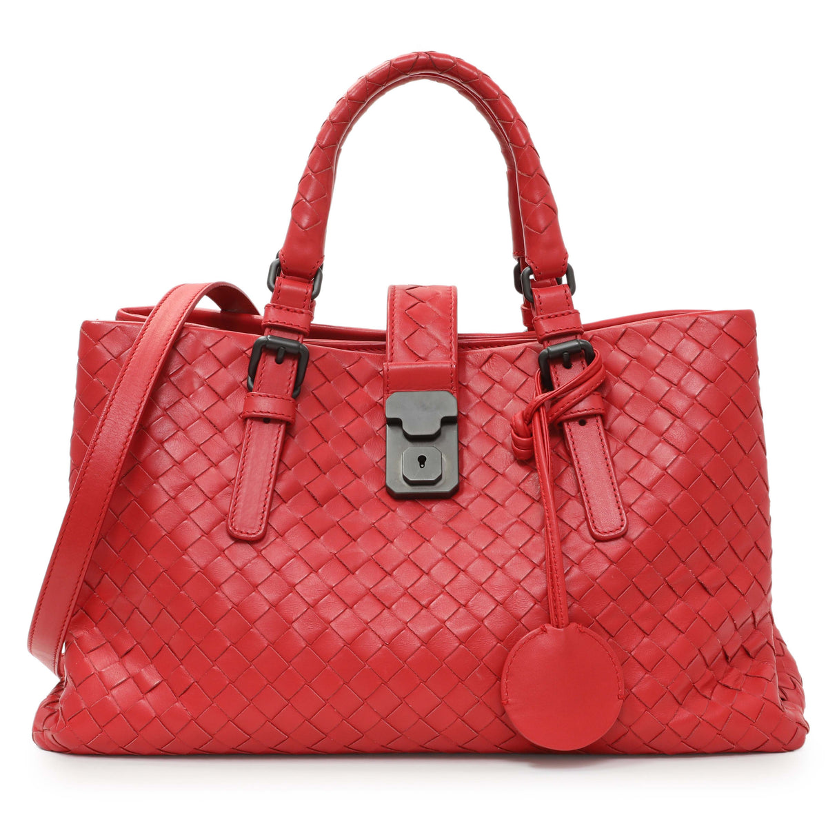 Bottega Veneta Red Intrecciato Small Roma Tote Handbags Bottega Veneta