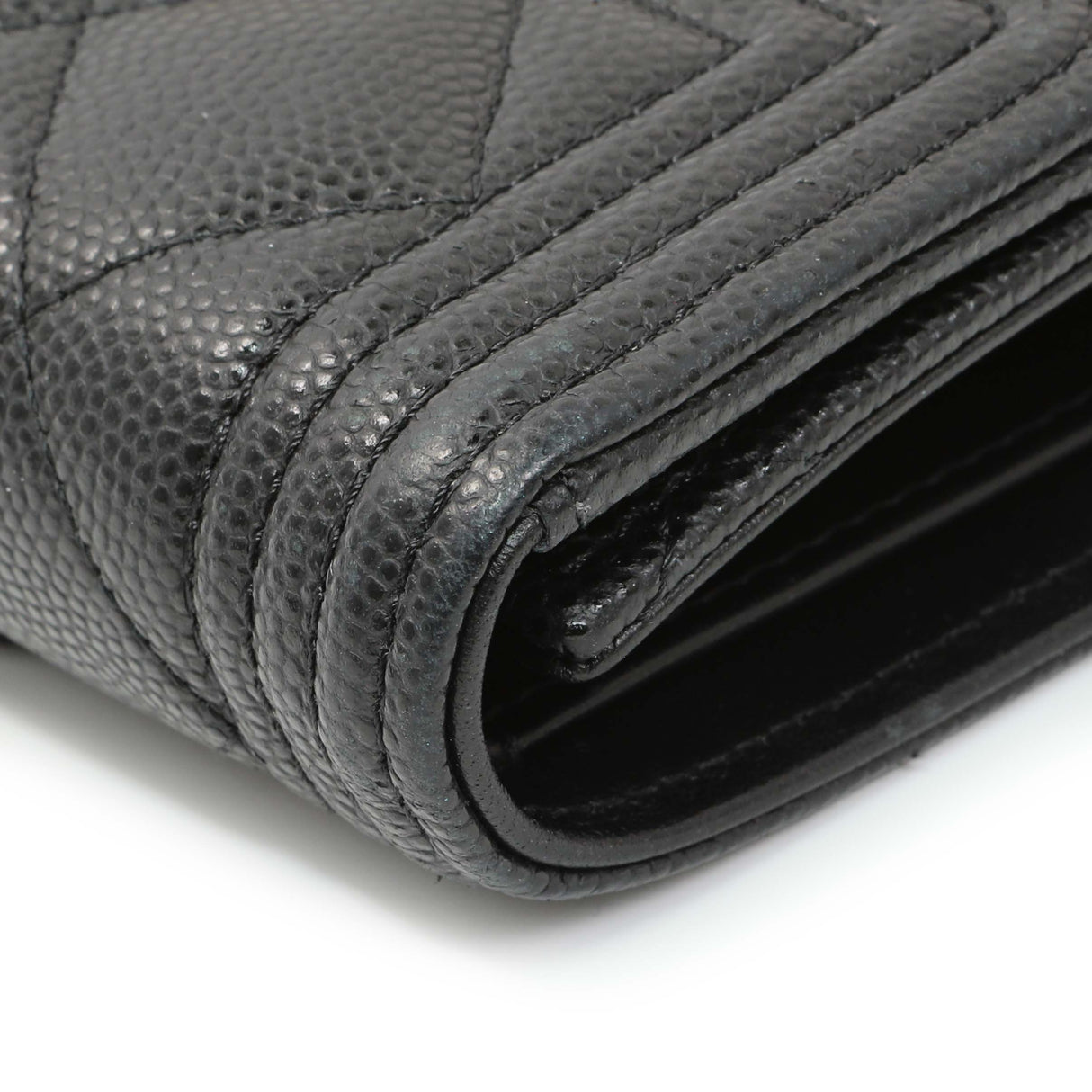 Chanel Black Caviar Quilted Compact Boy Wallet Accessories Chanel