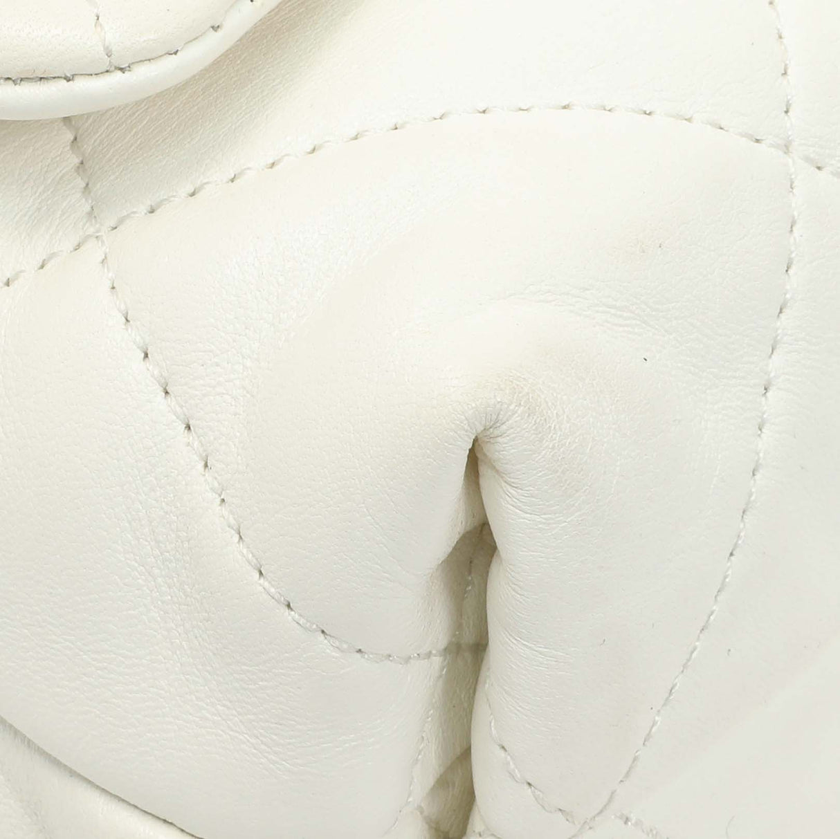 Chanel White Lambskin Woven Logo Chain Flap Handbags Chanel