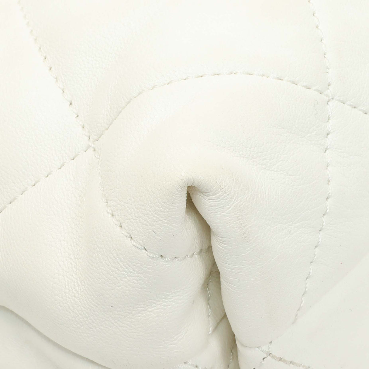 Chanel White Lambskin Woven Logo Chain Flap Handbags Chanel