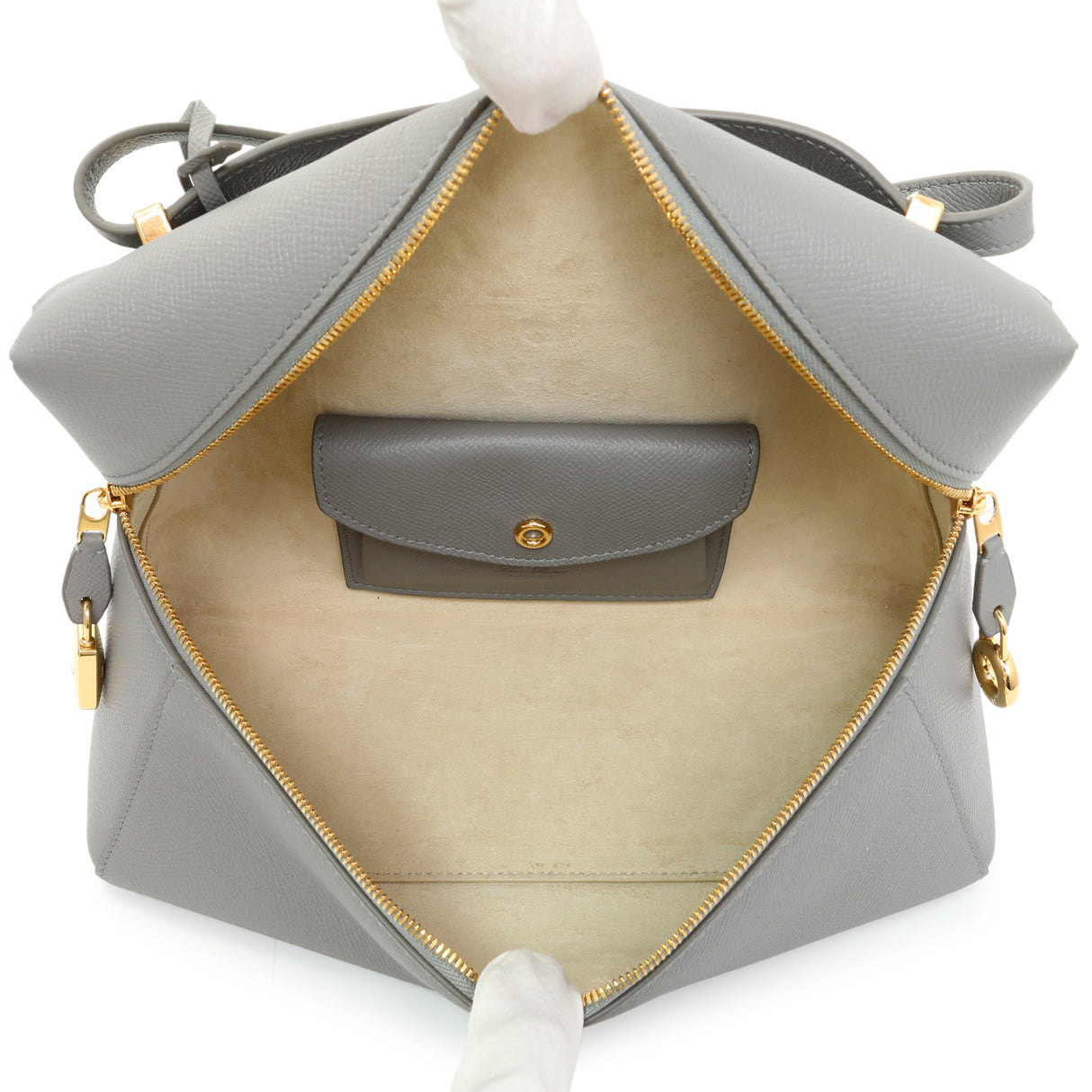 Loro Piana Grey Textured Calfskin Extra Bag L27 Handbags Loro Piana