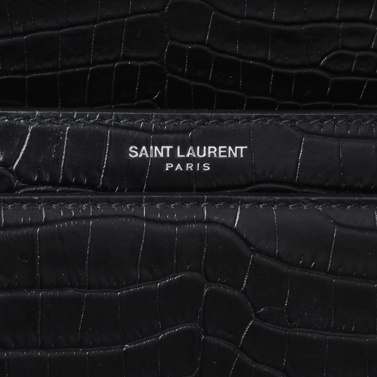 Saint Laurent Black Crocodile Embossed Calfskin Medium Monogram Sunset Handbags Saint Laurent