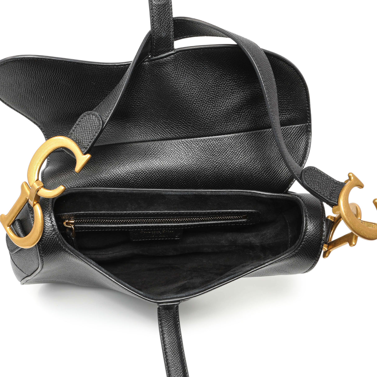 Christian Dior Black Grained Calfskin Saddle Bag Handbags Christian Dior