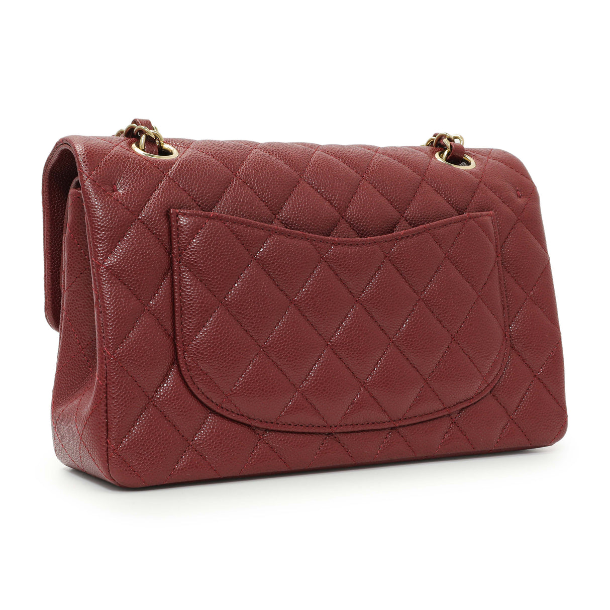 Chanel Burgundy Quilted Caviar Small Classic Double Flap Handbags Chanel