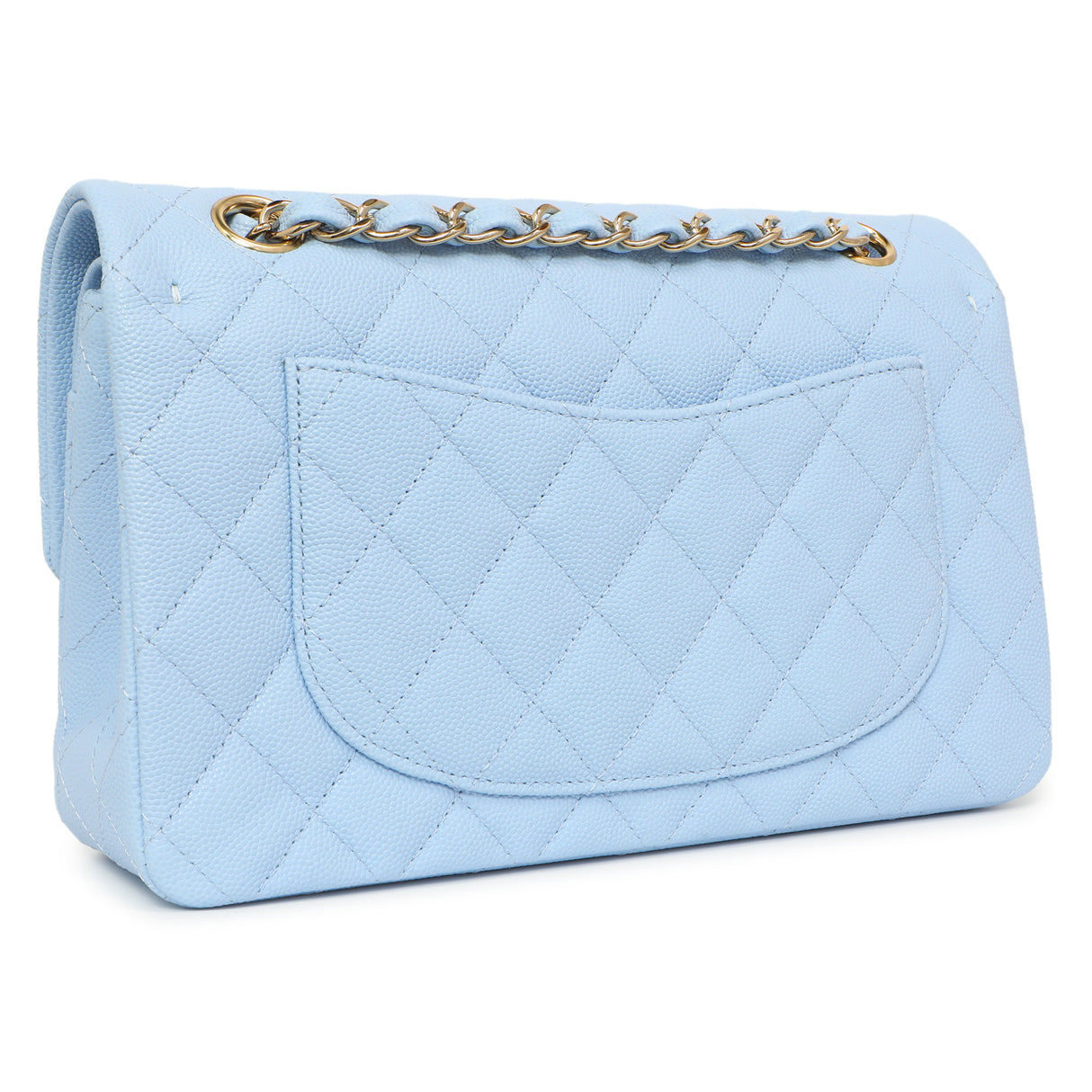 Chanel Blue Quilted Caviar Small Classic Double Flap Handbags Chanel