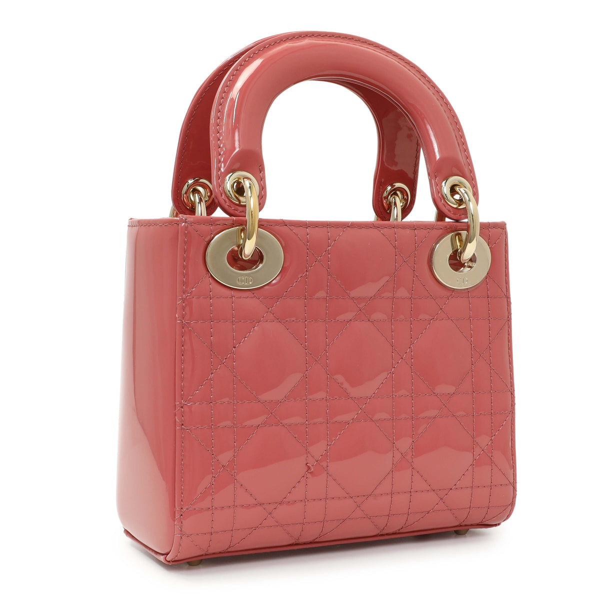 Christian Dior Pink Patent Cannage Mini Lady Dior Handbags Christian Dior