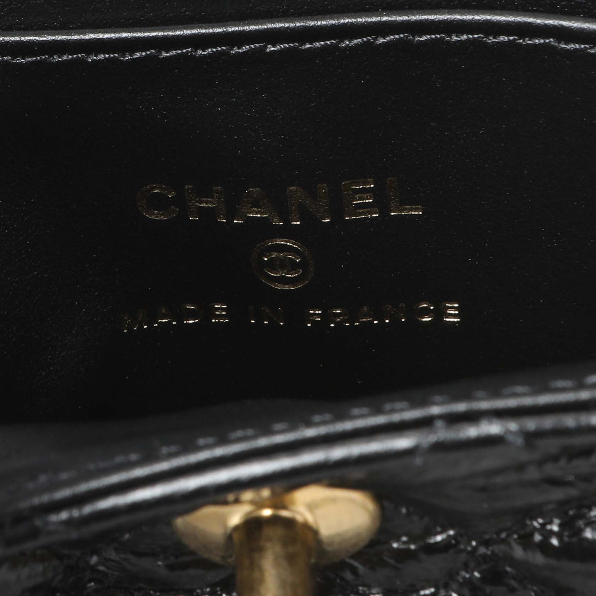 Chanel Black Shiny Aged Calfskin Quilted Mini Nano Kelly Shopper Handbags Chanel