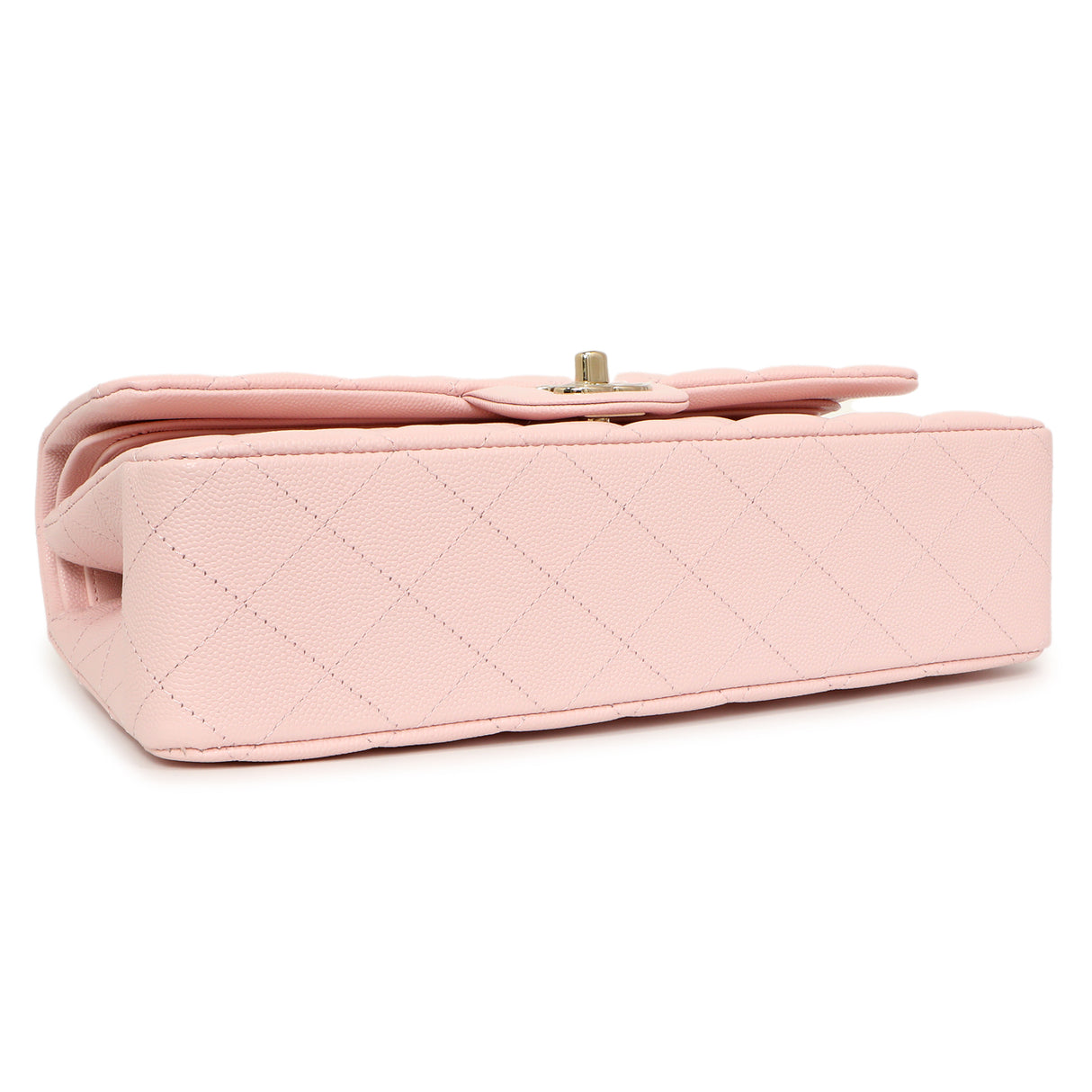 Chanel Pink Quilted Caviar Medium Classic Double Flap Handbags Chanel
