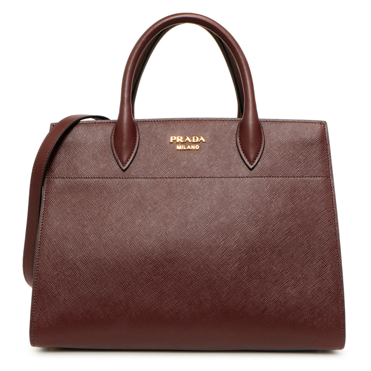 Prada Burgundy Saffiano City Calfskin Bibliotheque Top Handle Handbags Prada