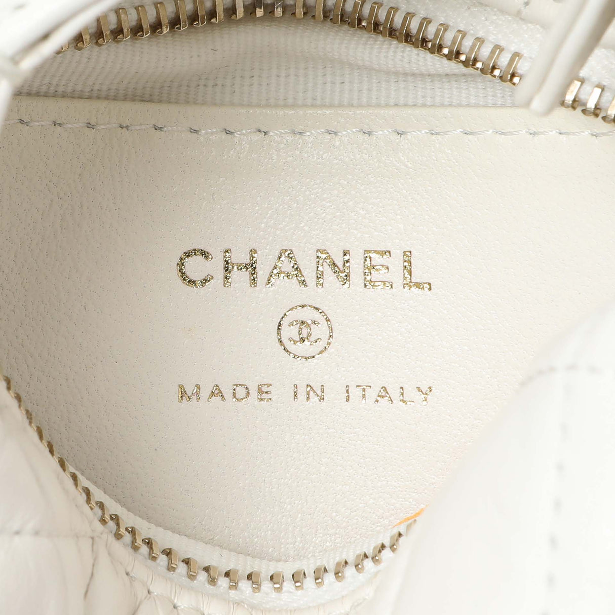 Chanel White Lambskin Quilted Chain Around Pouch Handbags Chanel