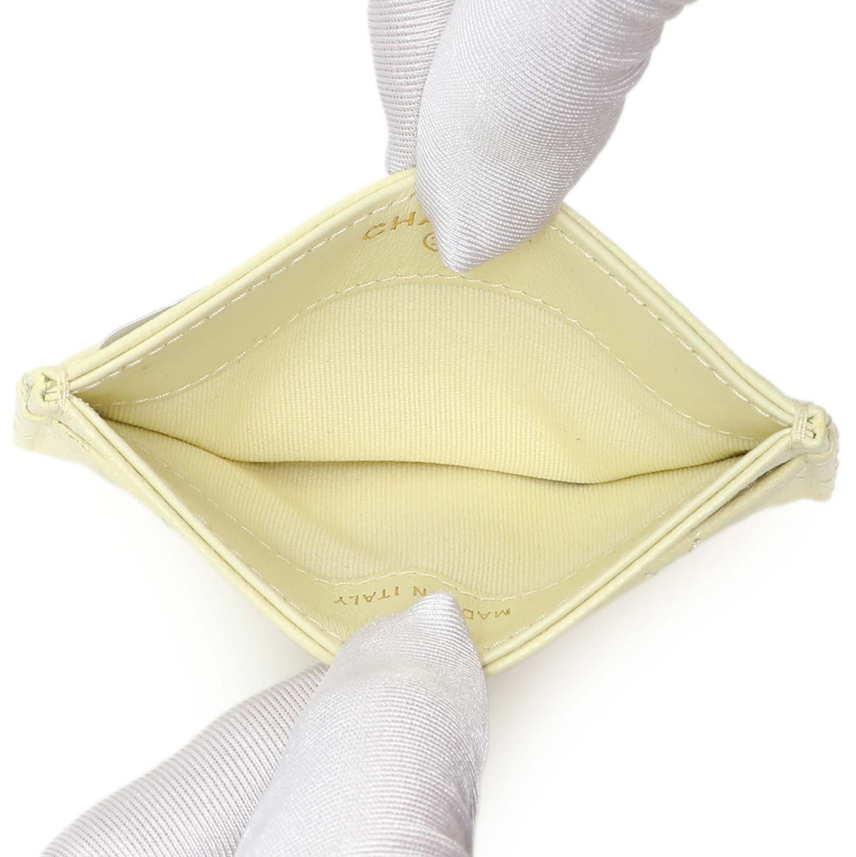 Chanel Yellow Quilted Caviar Card Holder Accessories Chanel