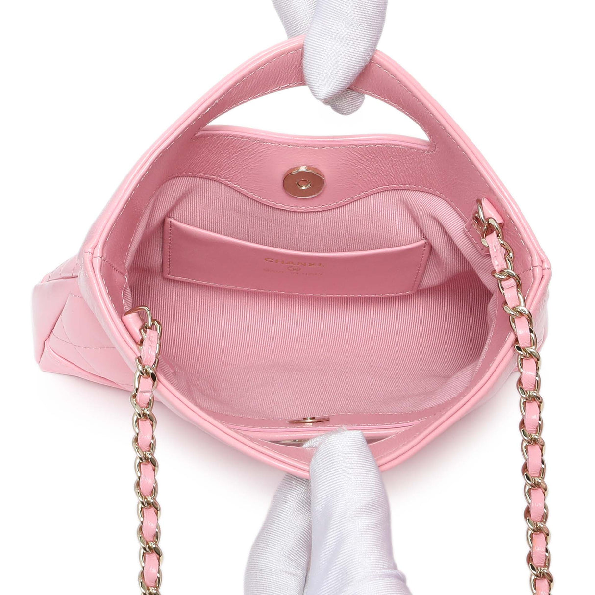 Chanel Pink Shiny Crumpled Calfskin Quilted Nano 31 Shopping Bag