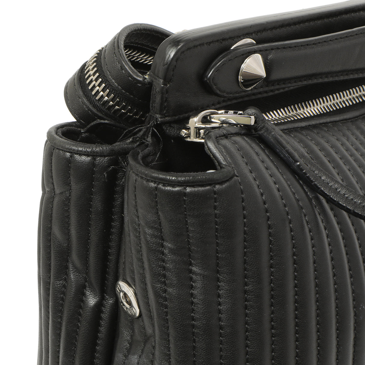 Fendi Black Nappa Trapuntata Medium DotCom Click Chain Satchel Handbags Fendi