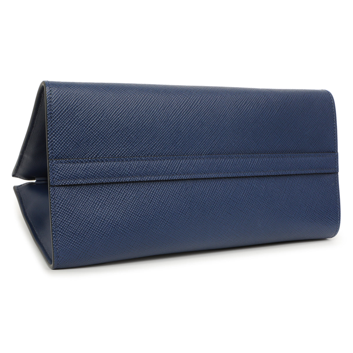 Prada Blue Saffiano Cuir Small Monochrome Top Handle Tote Handbags Prada