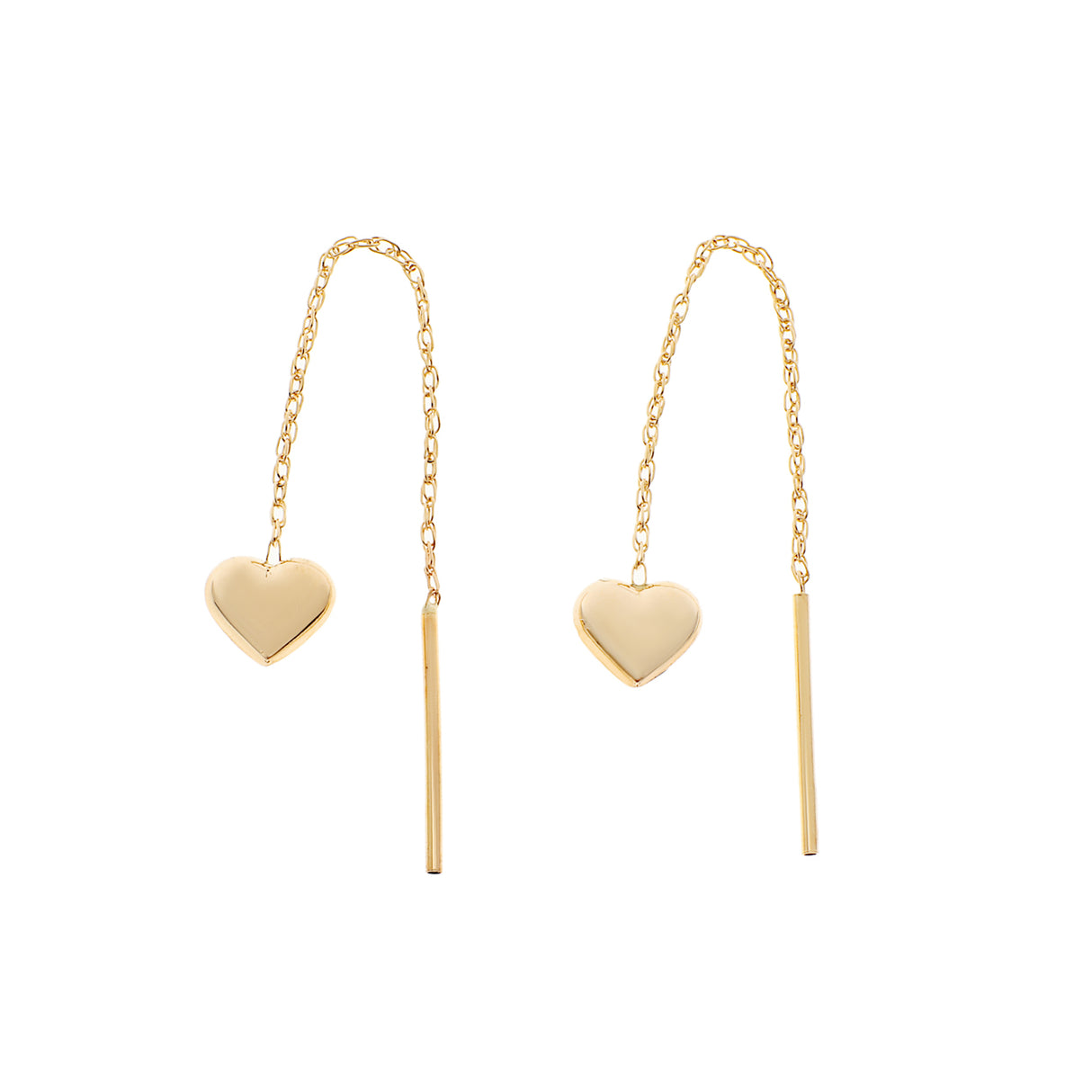 14K Yellow Gold Dangle Heart Earrings Fine Jewellery Modaselle
