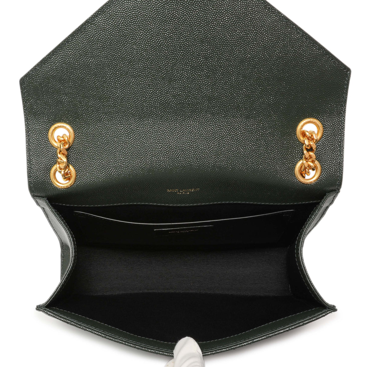 Saint Laurent Green Grain De Poudre Matelasse Chevron Medium Triquilt Monogram Satchel Handbags Saint Laurent