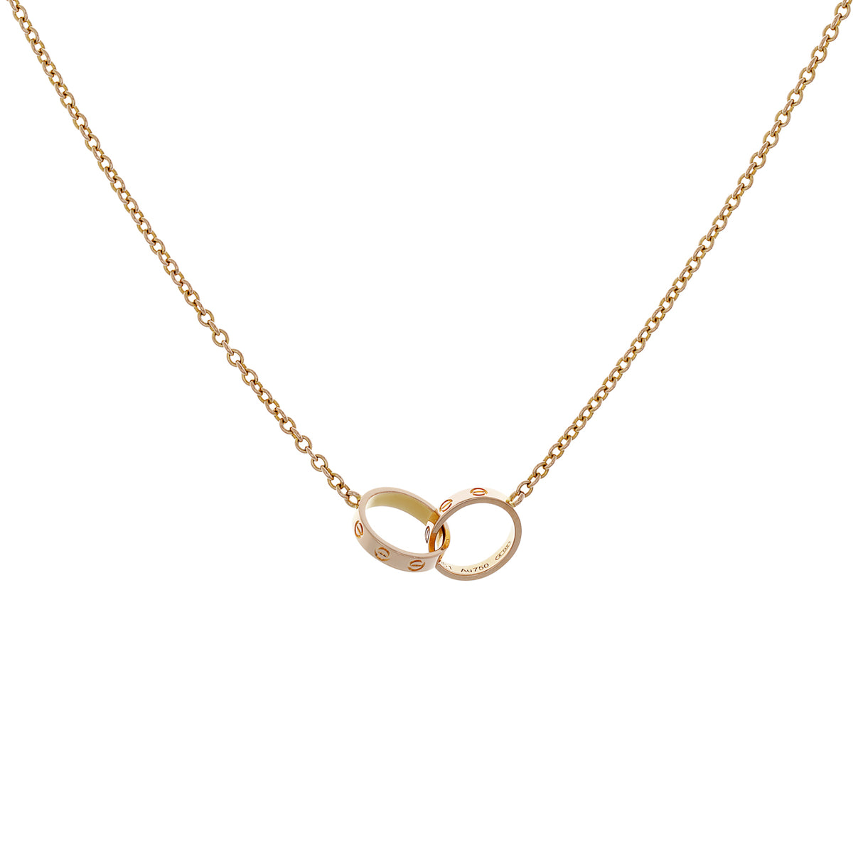 Cartier 18K Rose Gold Interlocking Love Pendant Designer Jewellery Cartier
