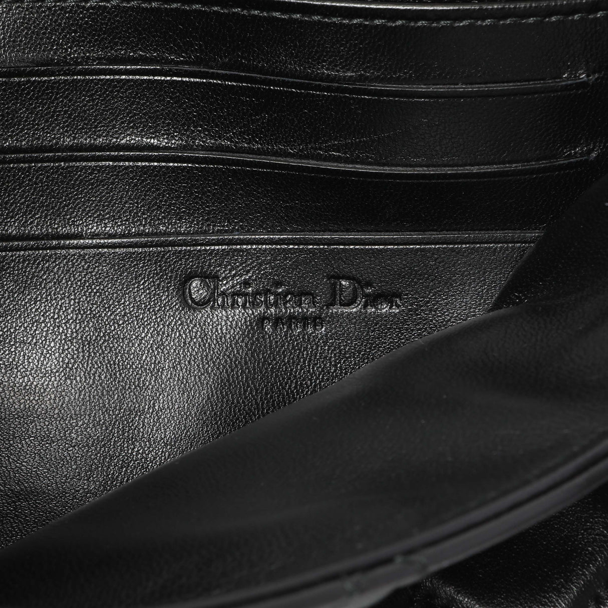 Christian Dior Black Lambskin Cannage Wallet On Chain Handbags Christian Dior