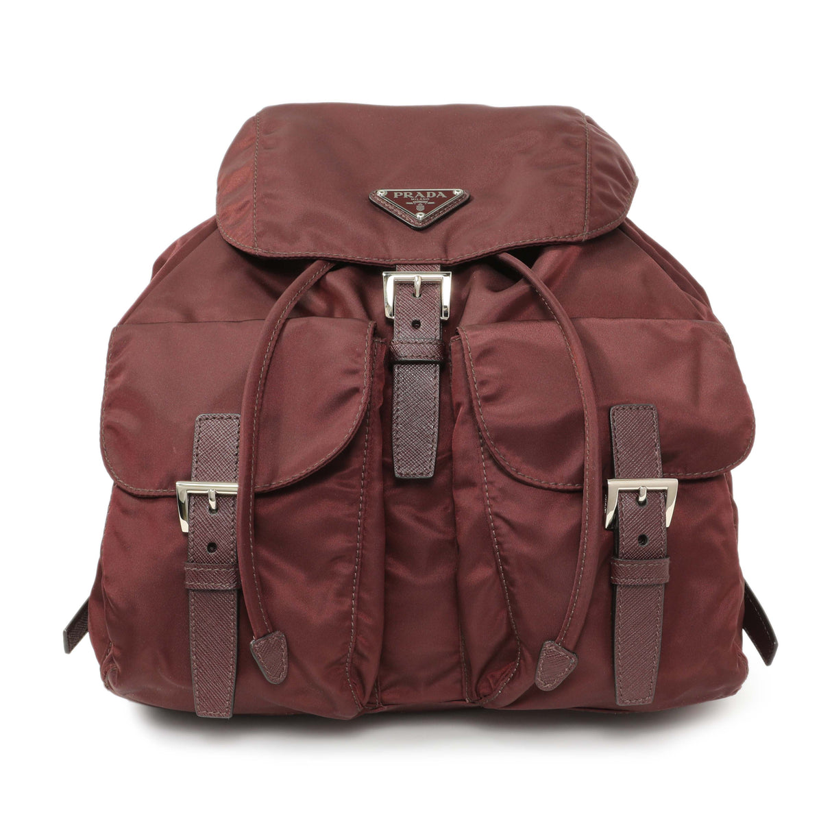 Prada Bordeaux Nylon Vela Medium Backpack Handbags Prada