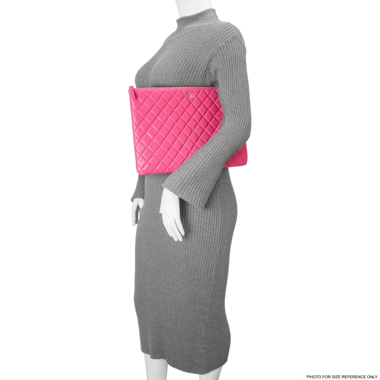 Chanel Pink Quilted Caviar Large Cosmetic Case Handbags Chanel