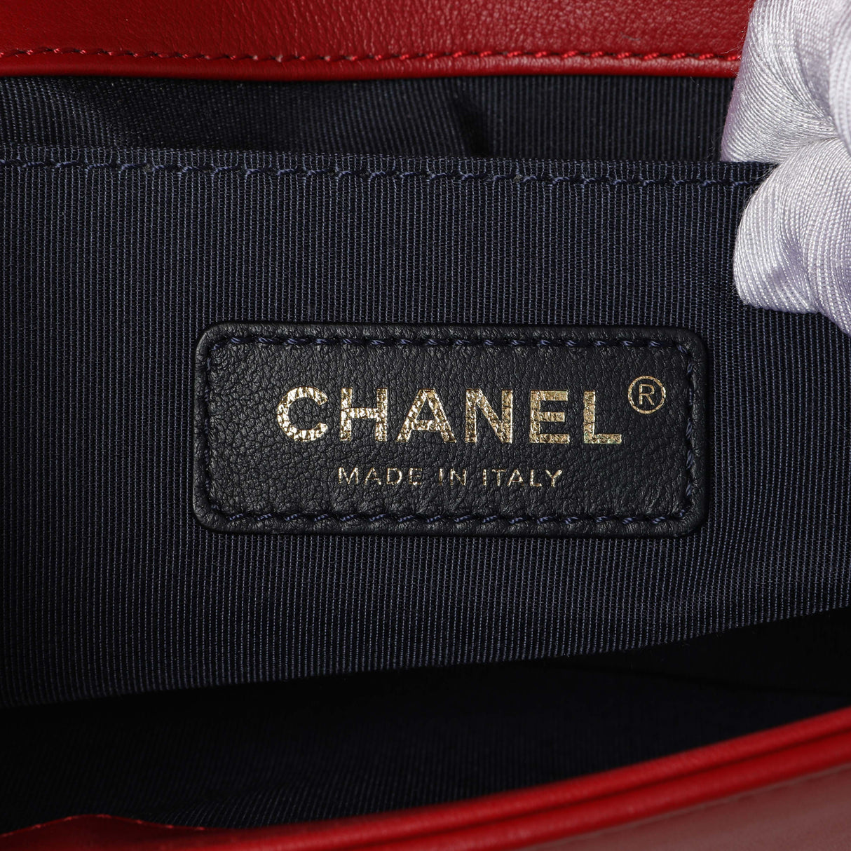 Chanel Red Chevron Quilted Lambskin Medium Boy Flap Handbags Chanel