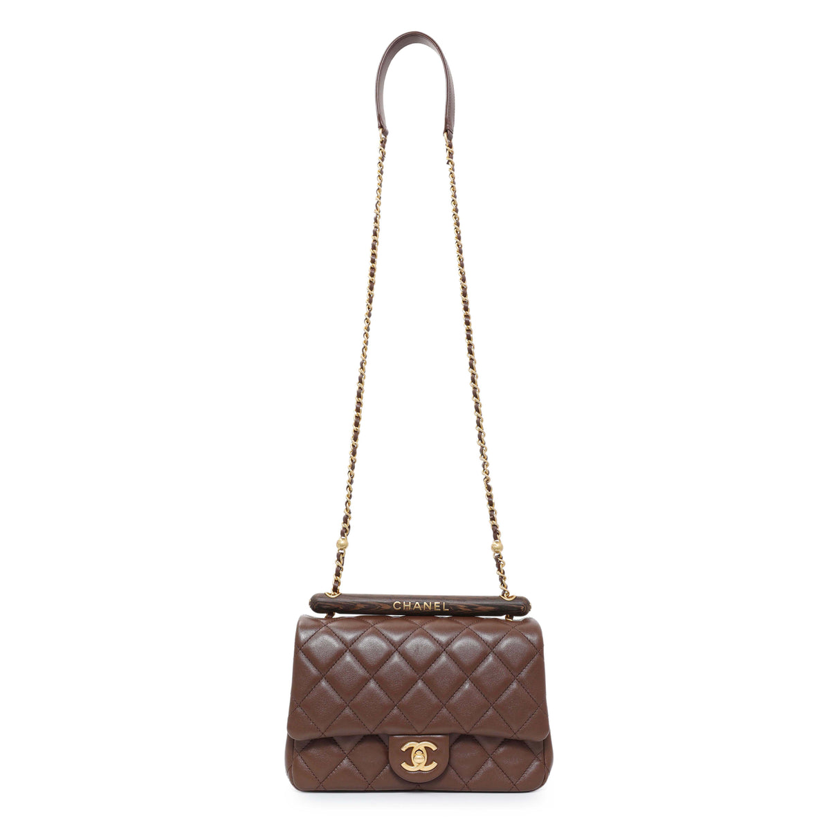 Chanel Brown Quilted Lambskin Mini Wenge Wood Flap