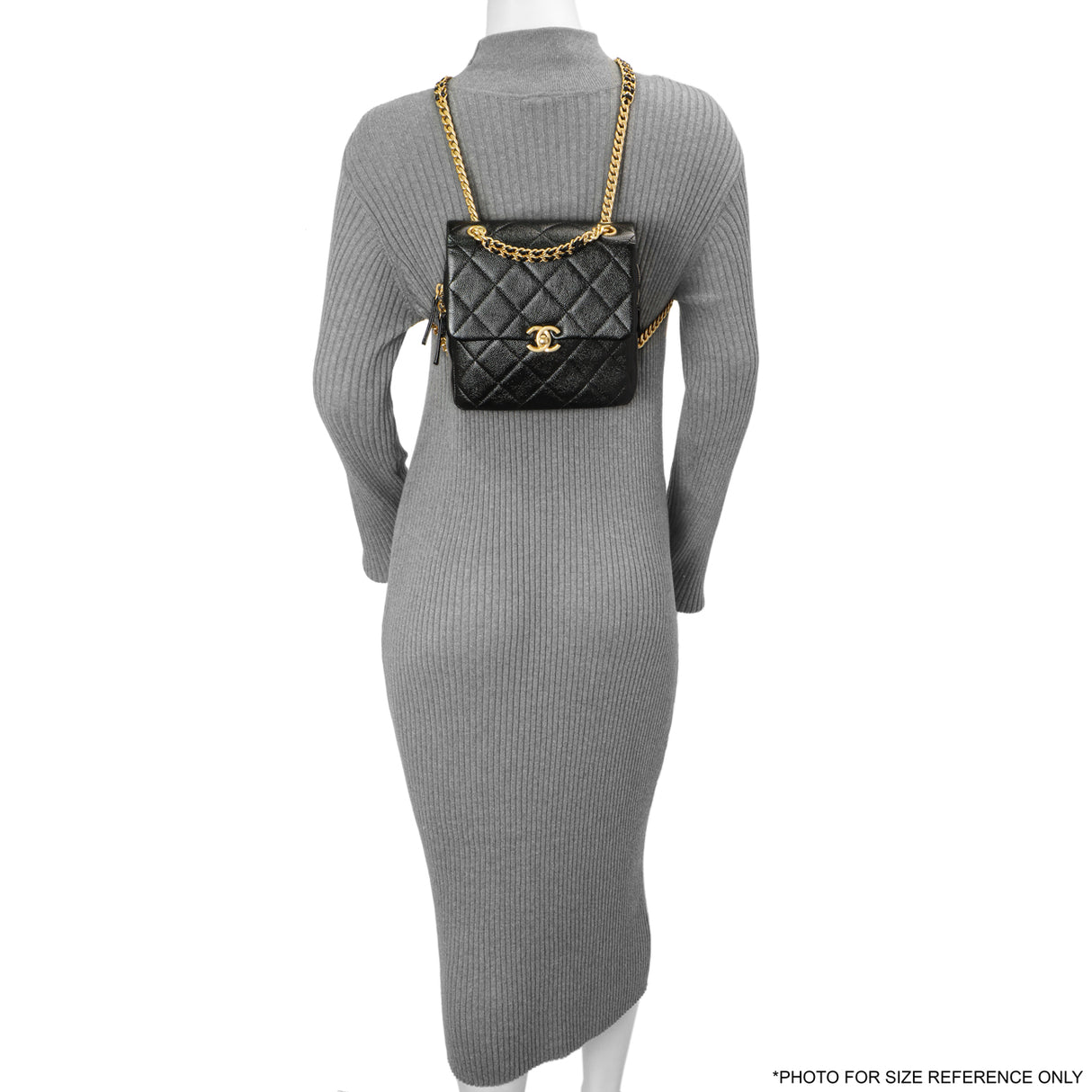 Chanel Quilted Black Caviar Chain Melody Backpack Handbags Chanel