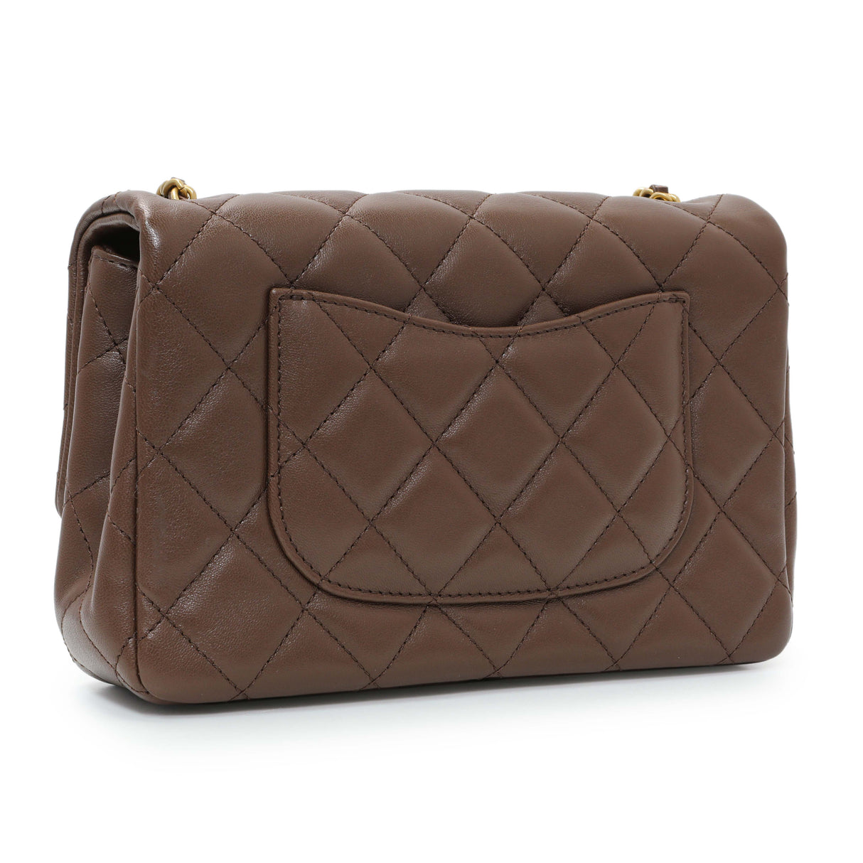 Chanel Brown Quilted Lambskin Mini Wenge Wood Flap
