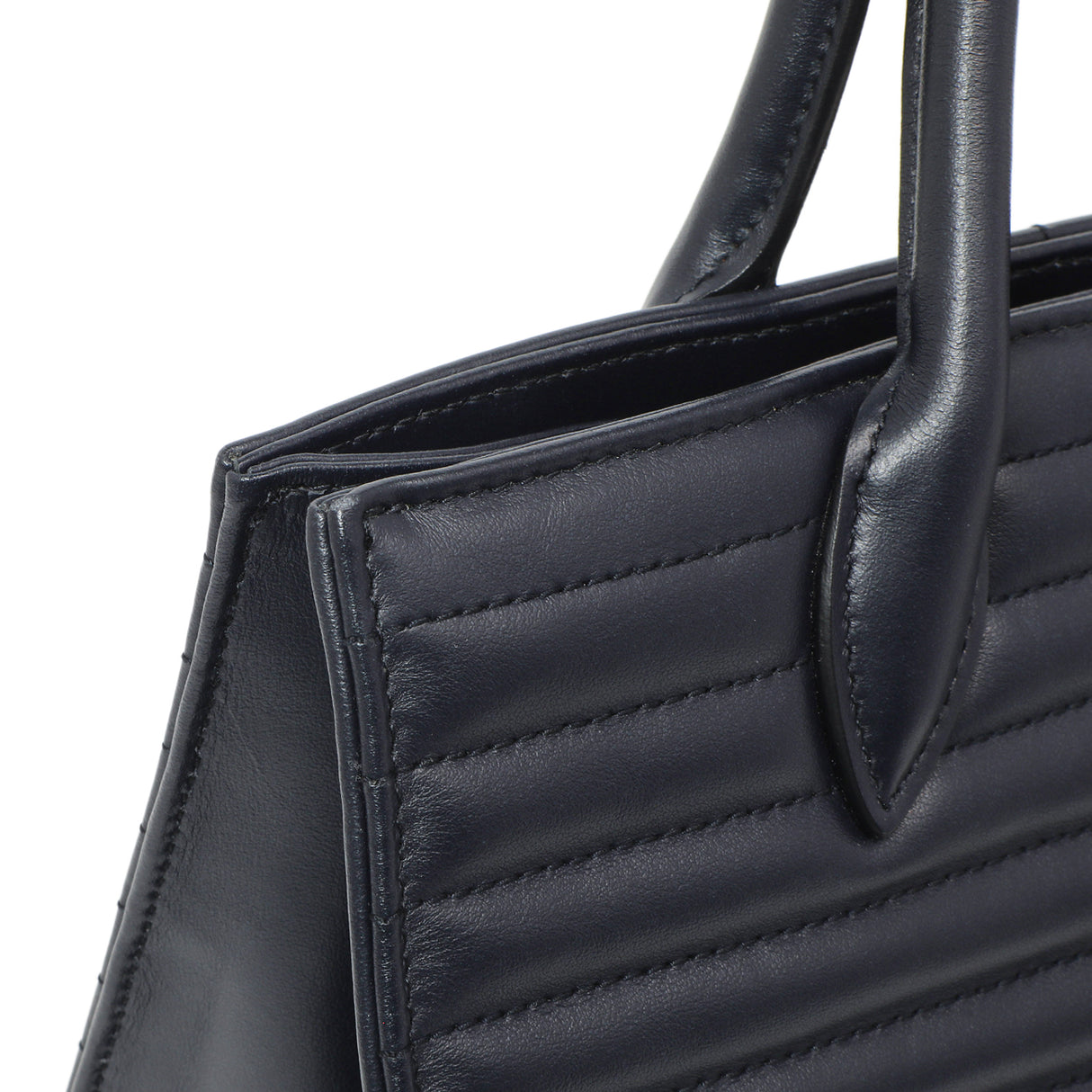 Prada Navy Soft Calfskin Impunture Diagramme Tote Handbags Prada