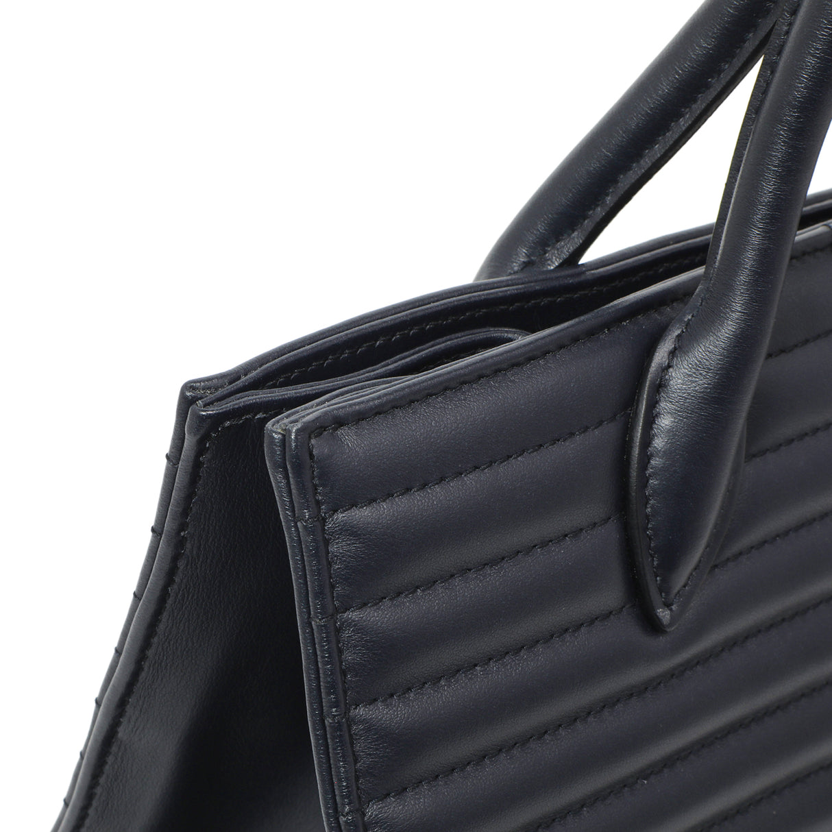 Prada Navy Soft Calfskin Impunture Diagramme Tote Handbags Prada