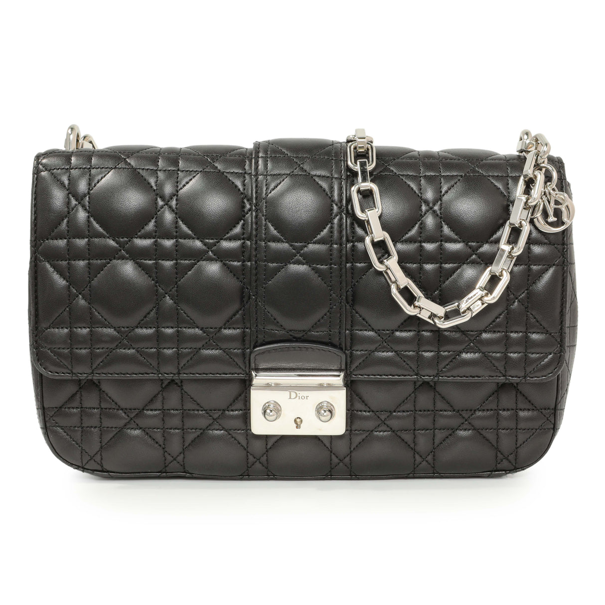 Christian Dior Black Lambskin Cannage Medium Miss Dior Flap Handbags Christian Dior