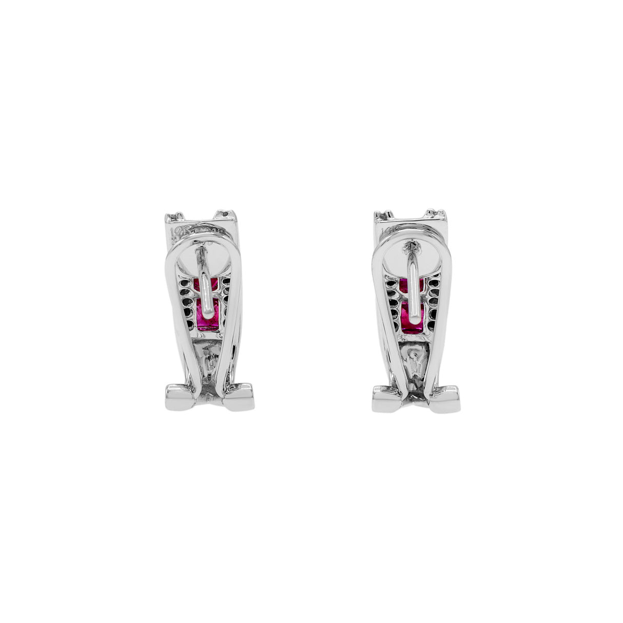14K White Gold 1.40 Carat Ruby Diamond Earrings Modaselle