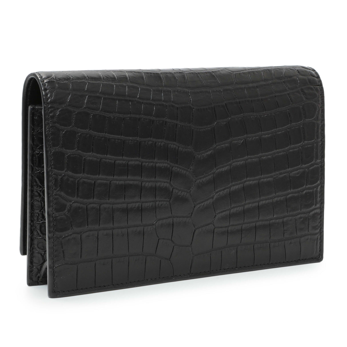Saint Laurent Black Crocodile Embossed Calfskin Kate Monogram Tassel Chain Wallet Handbags Saint Laurent