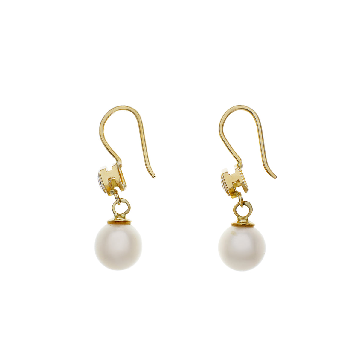 18K Yellow Gold Pearl Victorian Hook Earrings Fine Jewellery Modaselle
