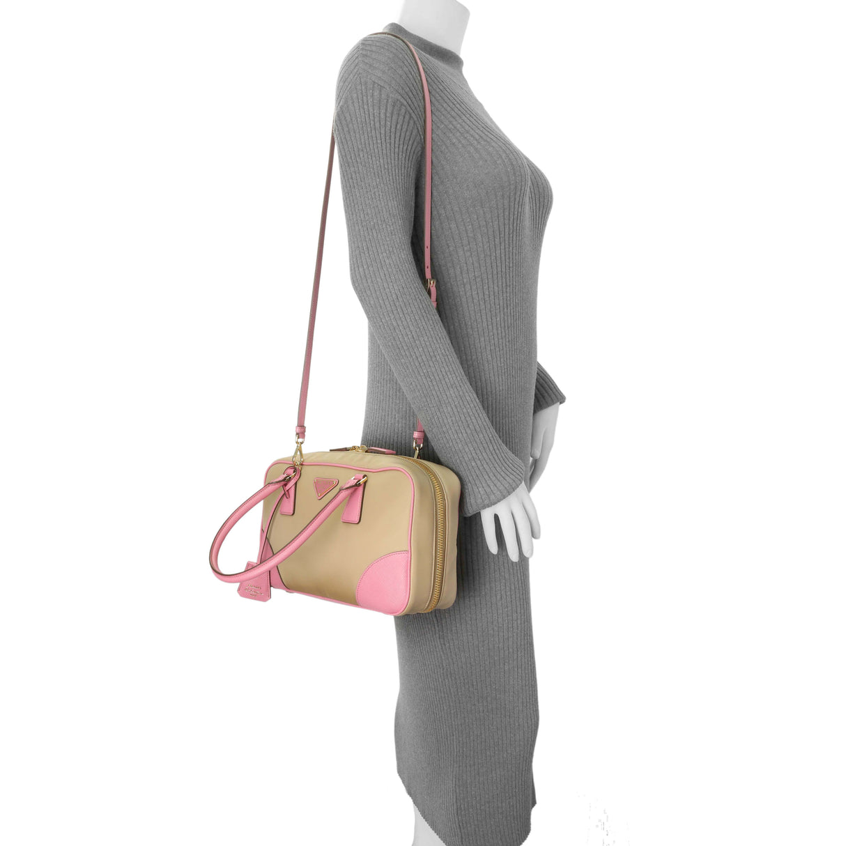 Prada Camel Re-Nylon Saffiano Medium Re-Edition 1978 Tote Handbags Prada