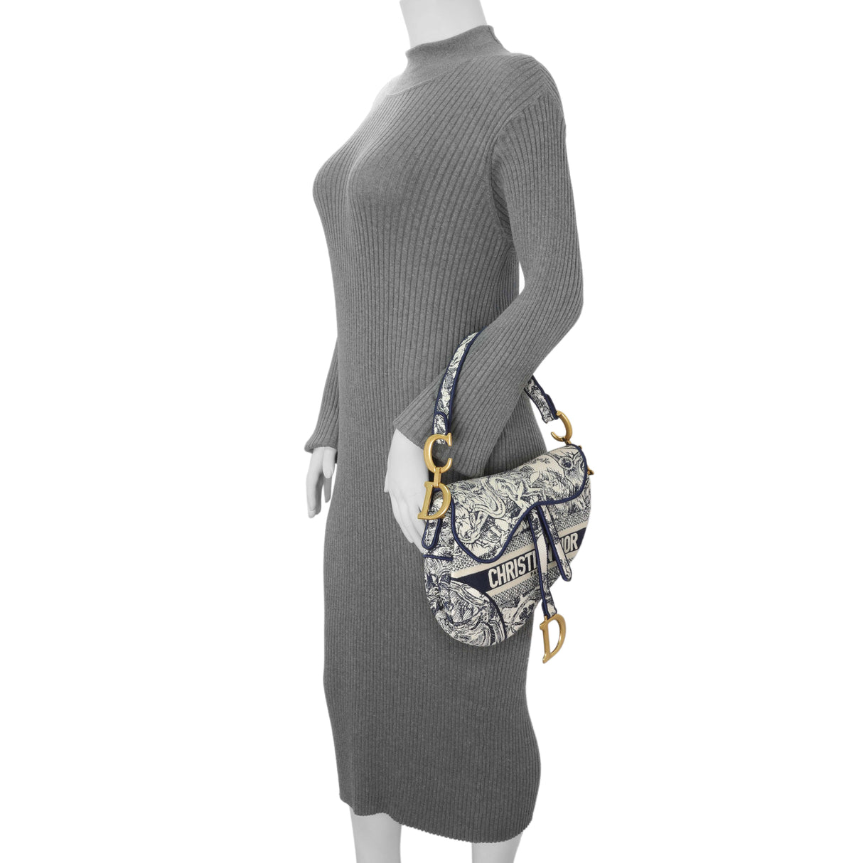 Christian Dior Canvas Embroidered Saddle Bag Handbags Christian Dior