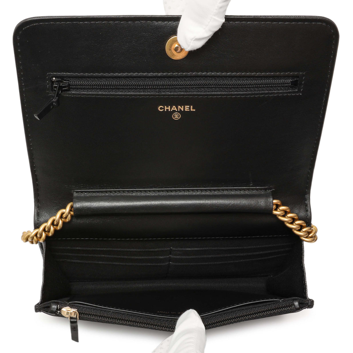 Chanel Black Quilted Caviar Boy Wallet On Chain WOC Handbags Chanel