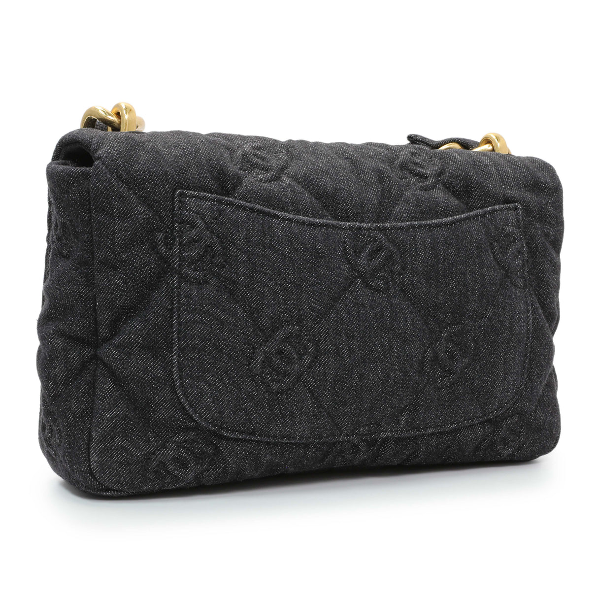 Chanel Black Quilted Denim Medium Funky Town Flap Handbags Chanel