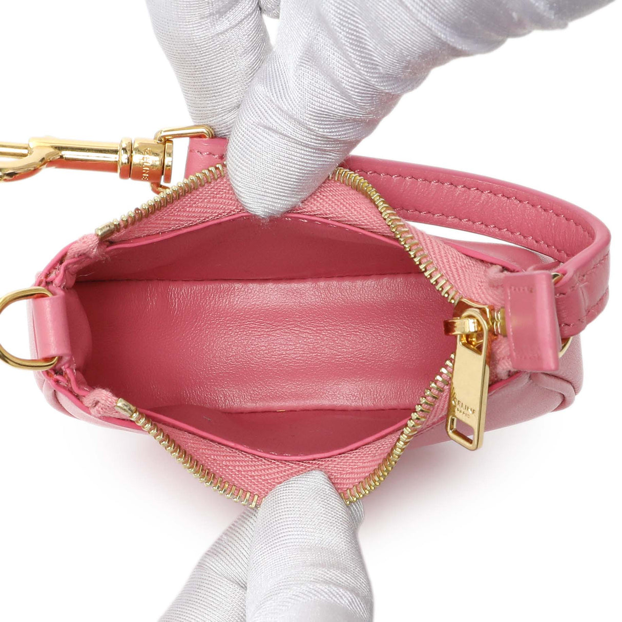 Celine Pink Calfskin Micro Ava Pouch Charm Accessories Celine